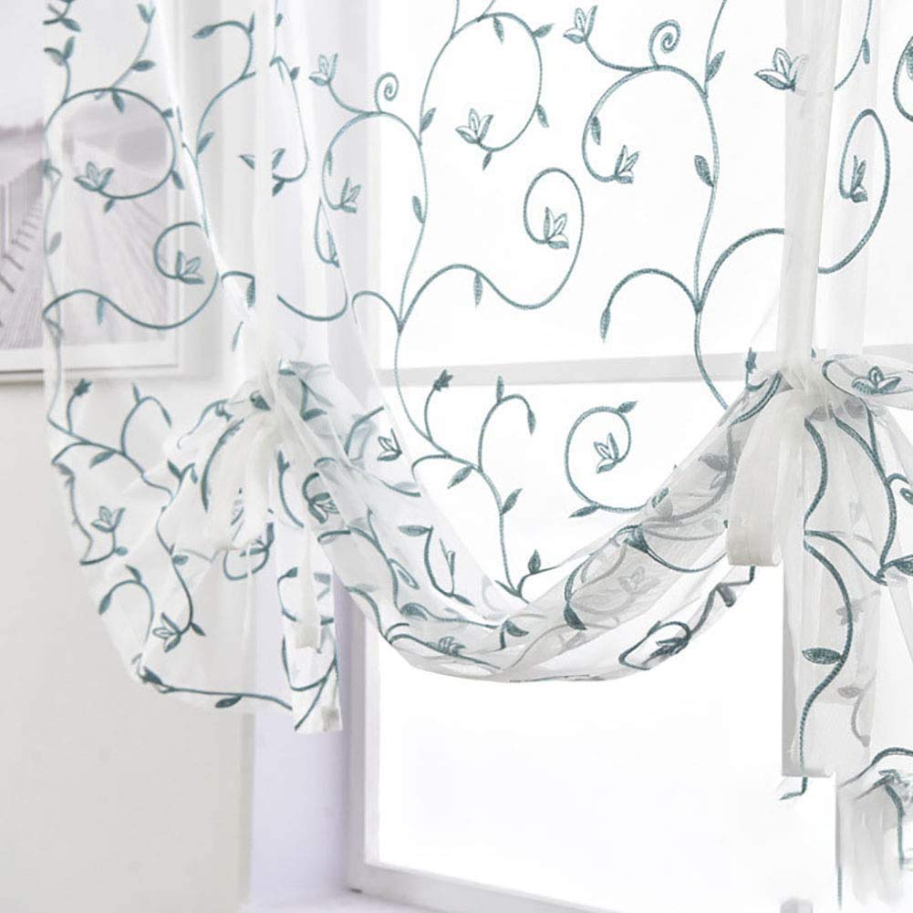 Tenda a Pacchetto in Voile con Passanti Tende in Tulle monocromatiche Trasparenti Tenda Romana in Stile Semplice per Cucina, Bagno e Balcone 1 Pezzo,Blu,117 * 160 cm