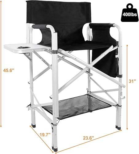 Miniatura 2 de Tall Directors - Silla plegable para artista de maquillaje, asiento de cuerpo ancho, altura de 31 pulgadas, soporta 400 libras, sillas de campamento
