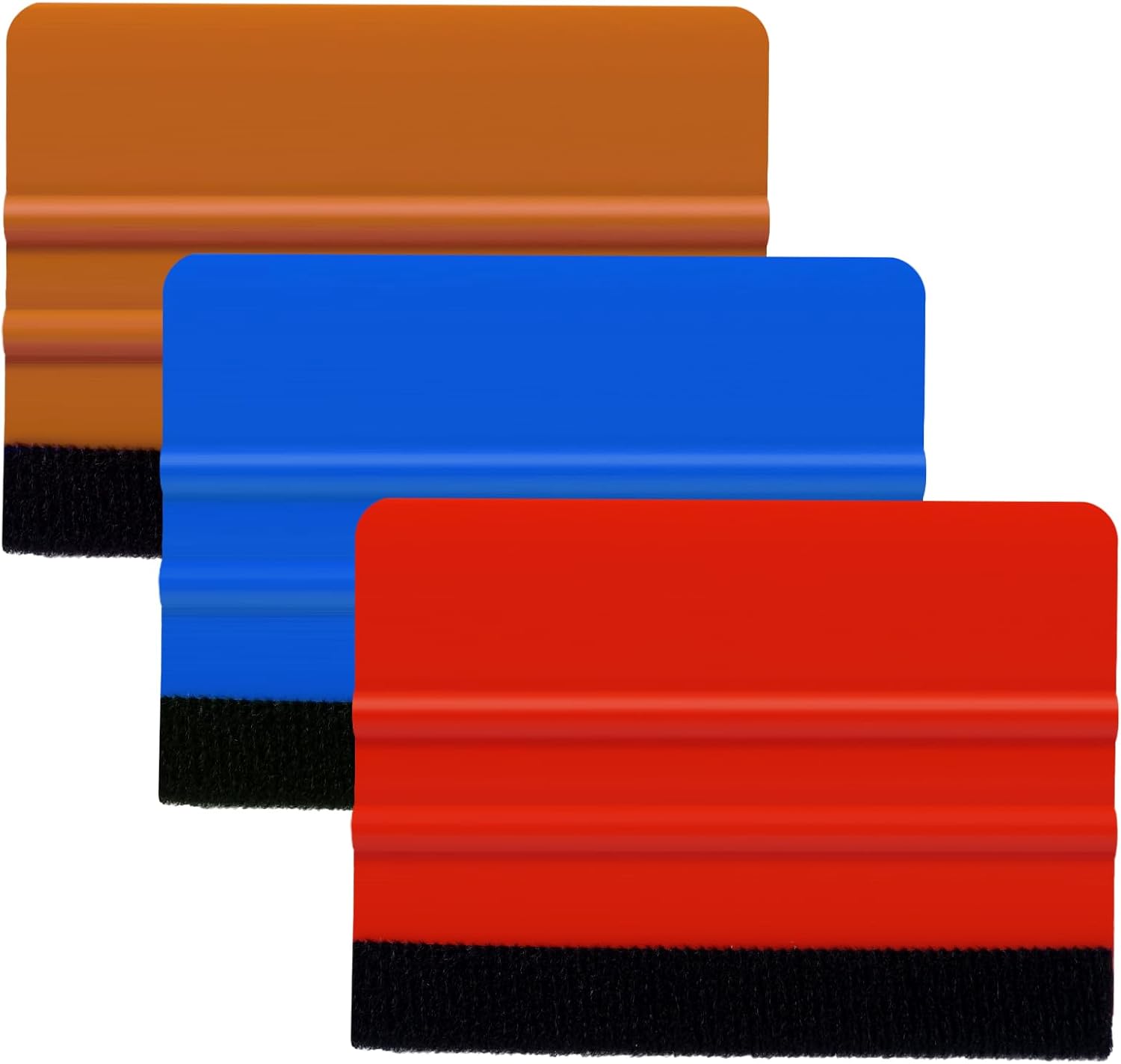 3 plastic scrapers with felt edges, decal applicator, wallpaper