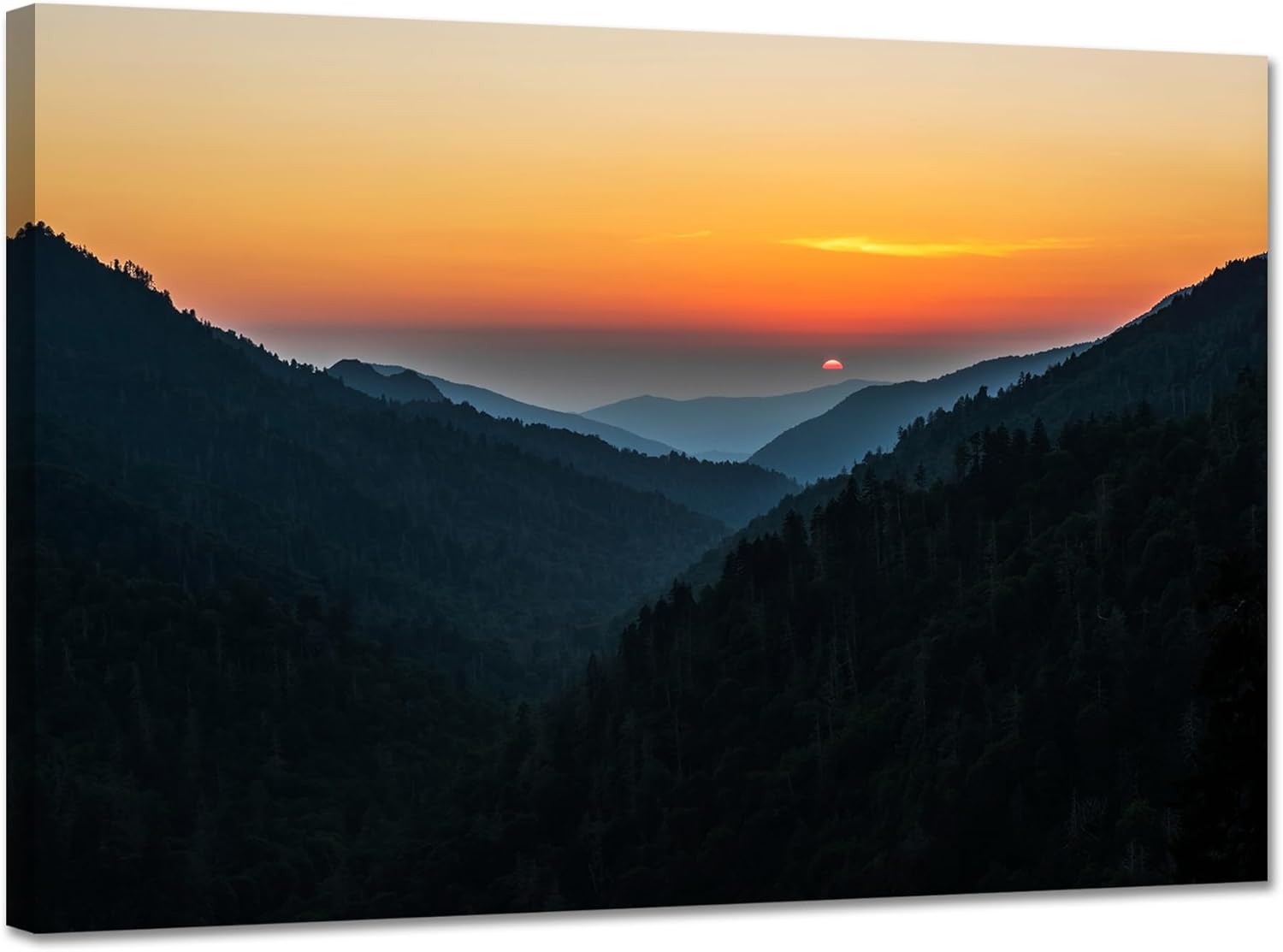 YIOZHAOFH Smoky Mountains Pictures Wall Decor Office Wall Art Nature Art Artwork for Room Walls Framed Landscape Canvas Print for Living Room Bedroom Ready to Hang (20" L x 30" W)