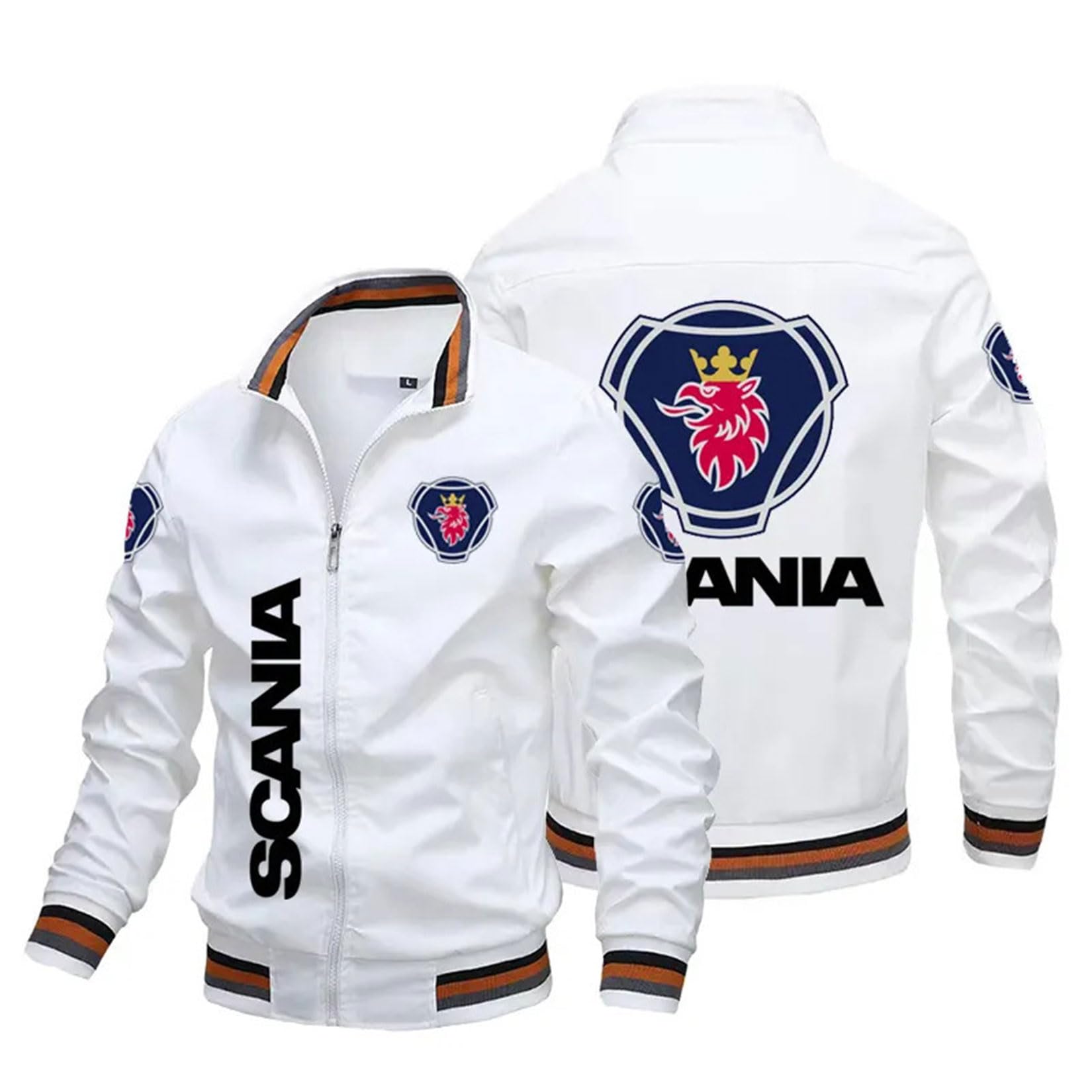 Chaqueta De Hombre para Scania Sudadera Ligera De Primavera Chaqueta Bomber Cortavientos Cálido para Scania Abrigos De Negocios Casuales Chaquetas para Niños Jóvenes,White-L