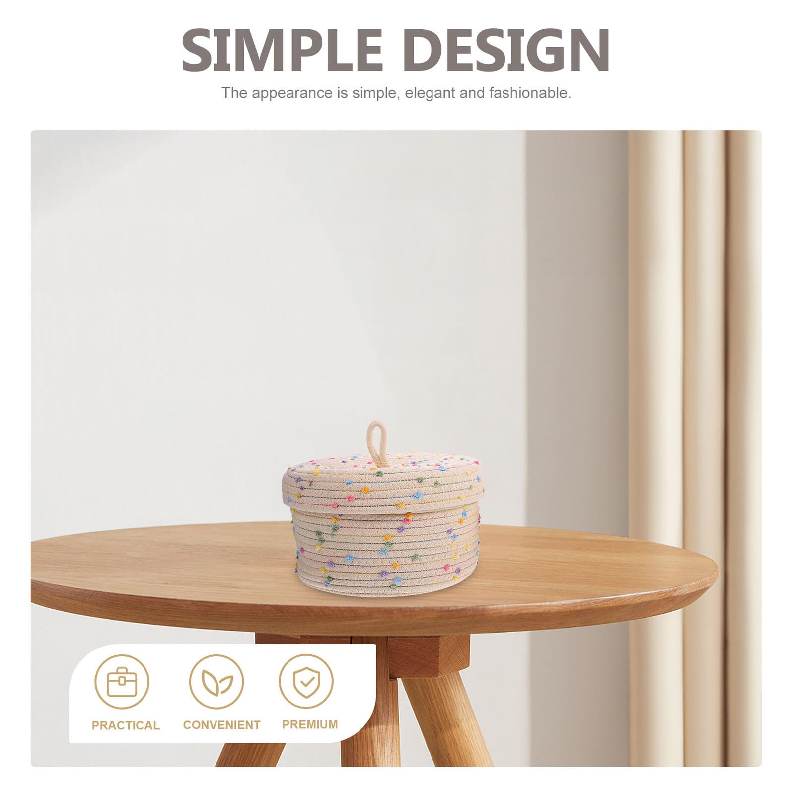 ERINGOGO Set 2 Cesti Porta Giocattoli Intrecciati in Corda di Cotone Coperchio, Contenitori Porta Snack e Organizer Semplice per Casa e Scrivania