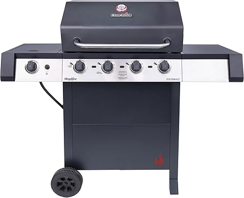 Miniatura 2 de Char-Broil 463331422 Performance Amplifire - Parrilla de gas propano líquido gris metálico y cubierta de parrilla de rendimiento de 5 quemadores