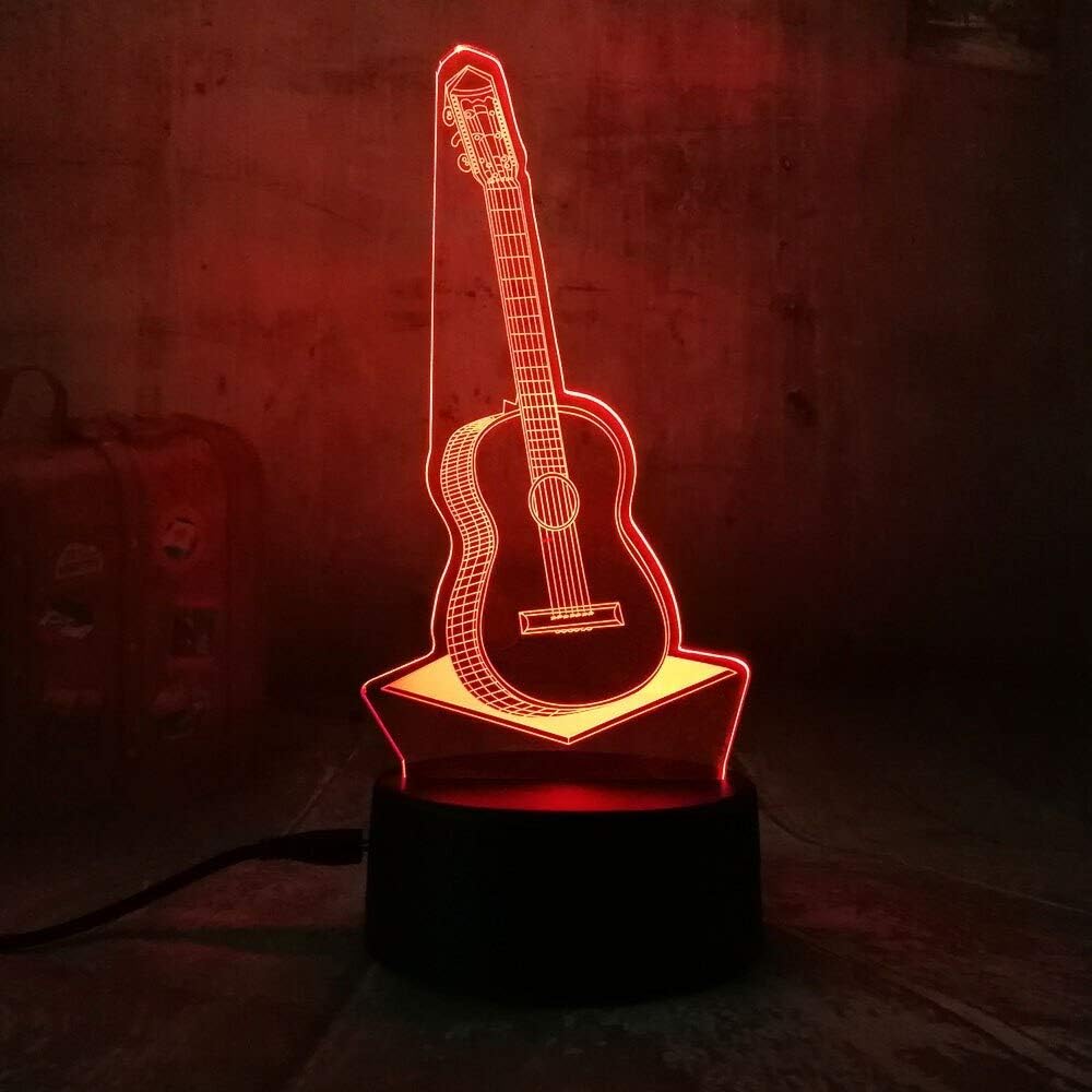 Dependable Industries inc. Essentials 3D Rock & Roll Guitar LED Light 7 Color Changing Table Lamp Night Light