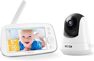 PARIS RHÔNE Video Baby Monitor, 5" 720P HD Baby Monitor with Camera and Audio, No WiFi, 2 Way Audio, VOX Mode, Infrared Night Vision, Feeding Reminder, Wide-Angle View Temperature Sensor Lullabies