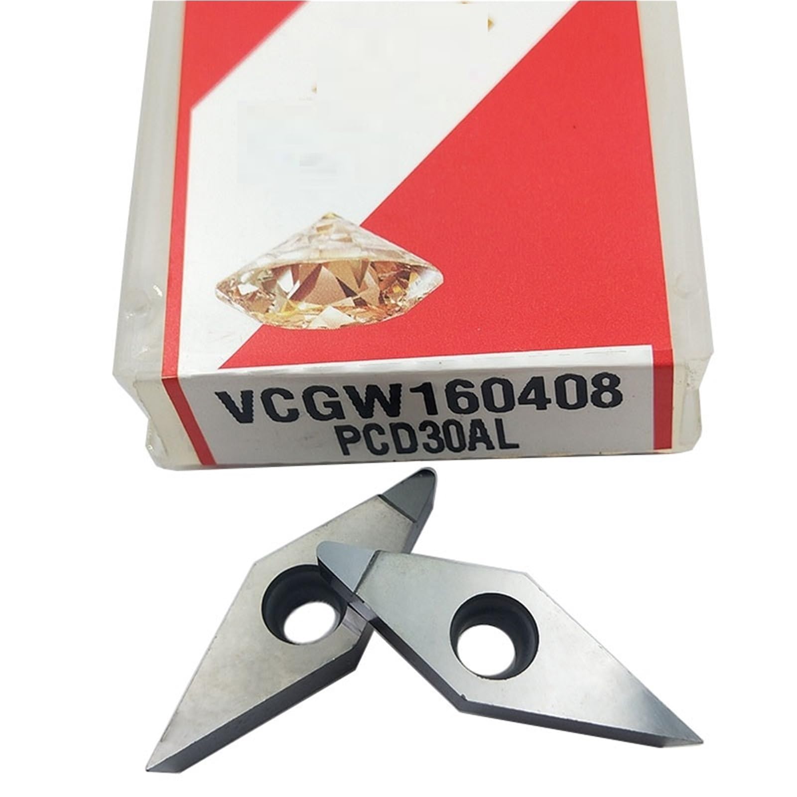 Inserto De Torneado Diamante Policristalino Para Aluminio(2PCS VCGW160402 PCD30)