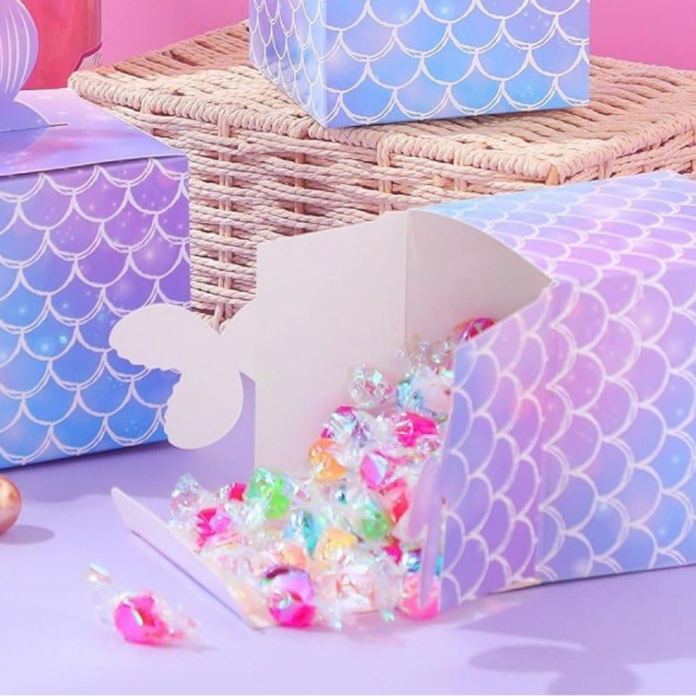 Zghhc Pudełka na cukierki syrenki, 20 sztuk, papierowe pudełka na prezenty, małe pudełka na cukierki, przekąski, na ślub, urodziny, baby shower, przyjęcie