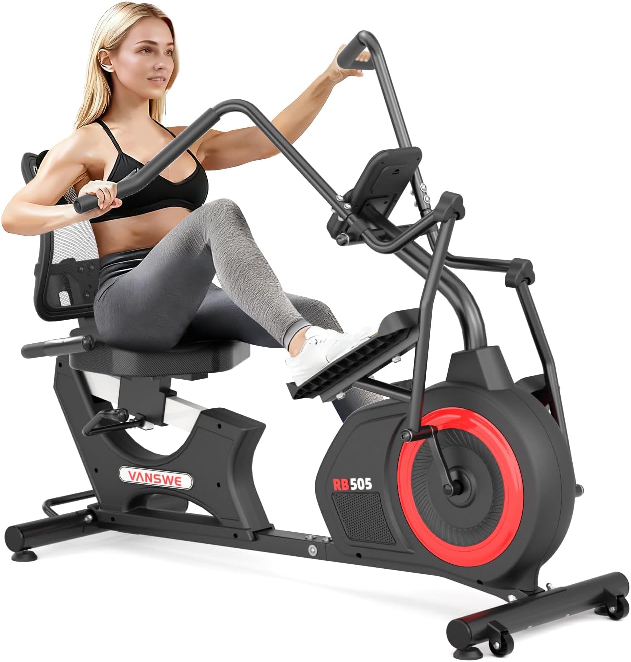 VANSWE Recumbent Elliptical Cross Trainer – Full-Body Low-Impact Recumbent Exercise Bike with Bluetooth App, Magnetic Resistance, Quiet Belt Drive for Seniors & Home Rehab