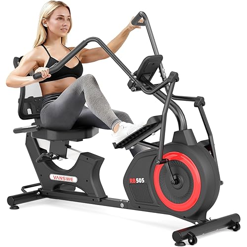 VANSWE Recumbent Elliptical Cross Trainer – Full-Body Low-Impact Recumbent Exercise Bike with Bluetooth App, Magnetic Resistance, Quiet Belt Drive for Seniors & Home Rehab