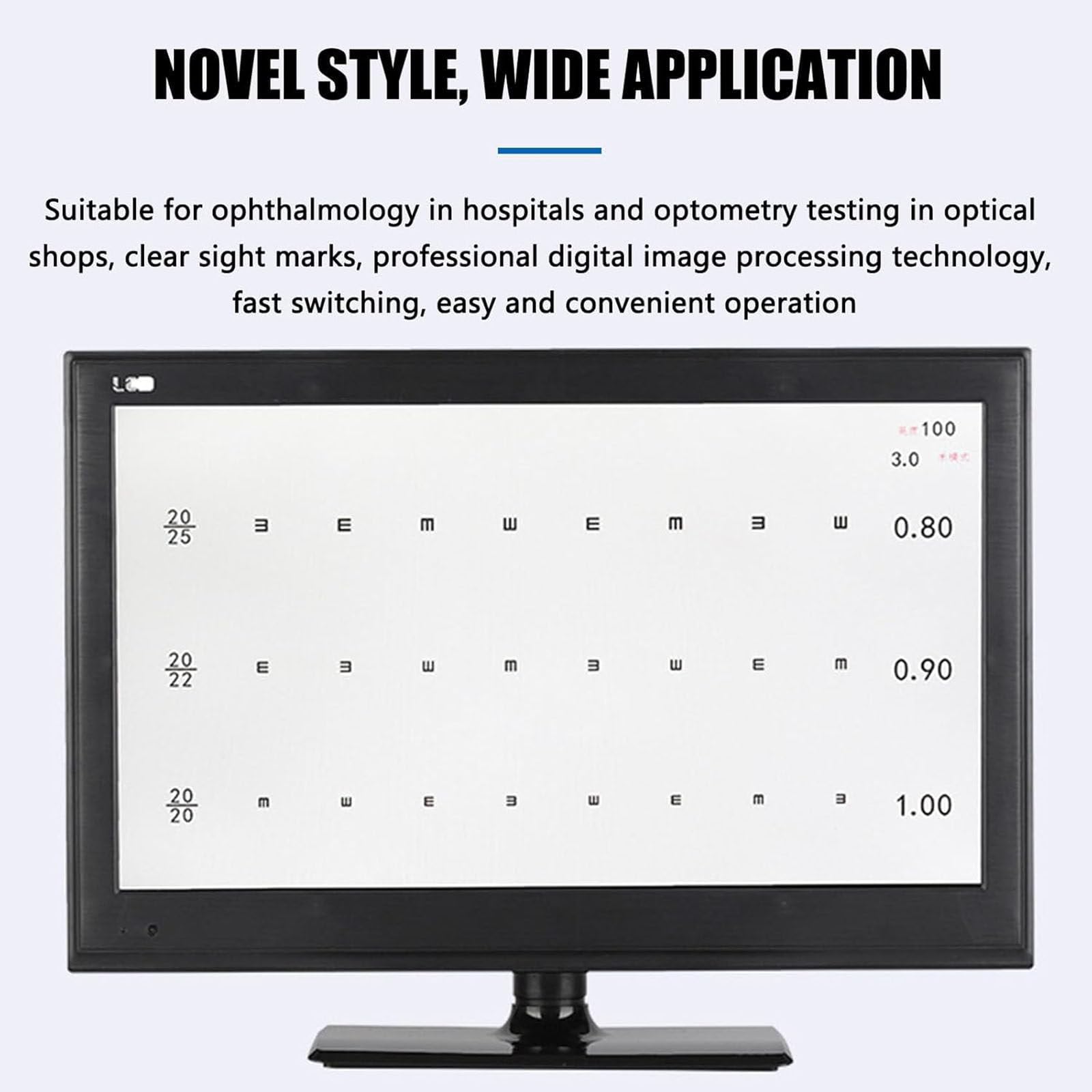 Digitale Sehschärfetafel,Sehschwäche Sehtesttafeln mit Fernbedienung,LCD Optische Augentafel Mehrere Sehziele,Optometrie für Augenuntersuchung Schule Krankenhaus,18.5in