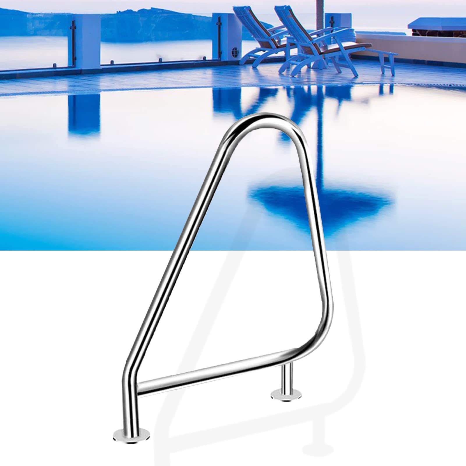 Rampe de piscine en inox 90x56x81cm à 3 coudes pour marche de bassin
