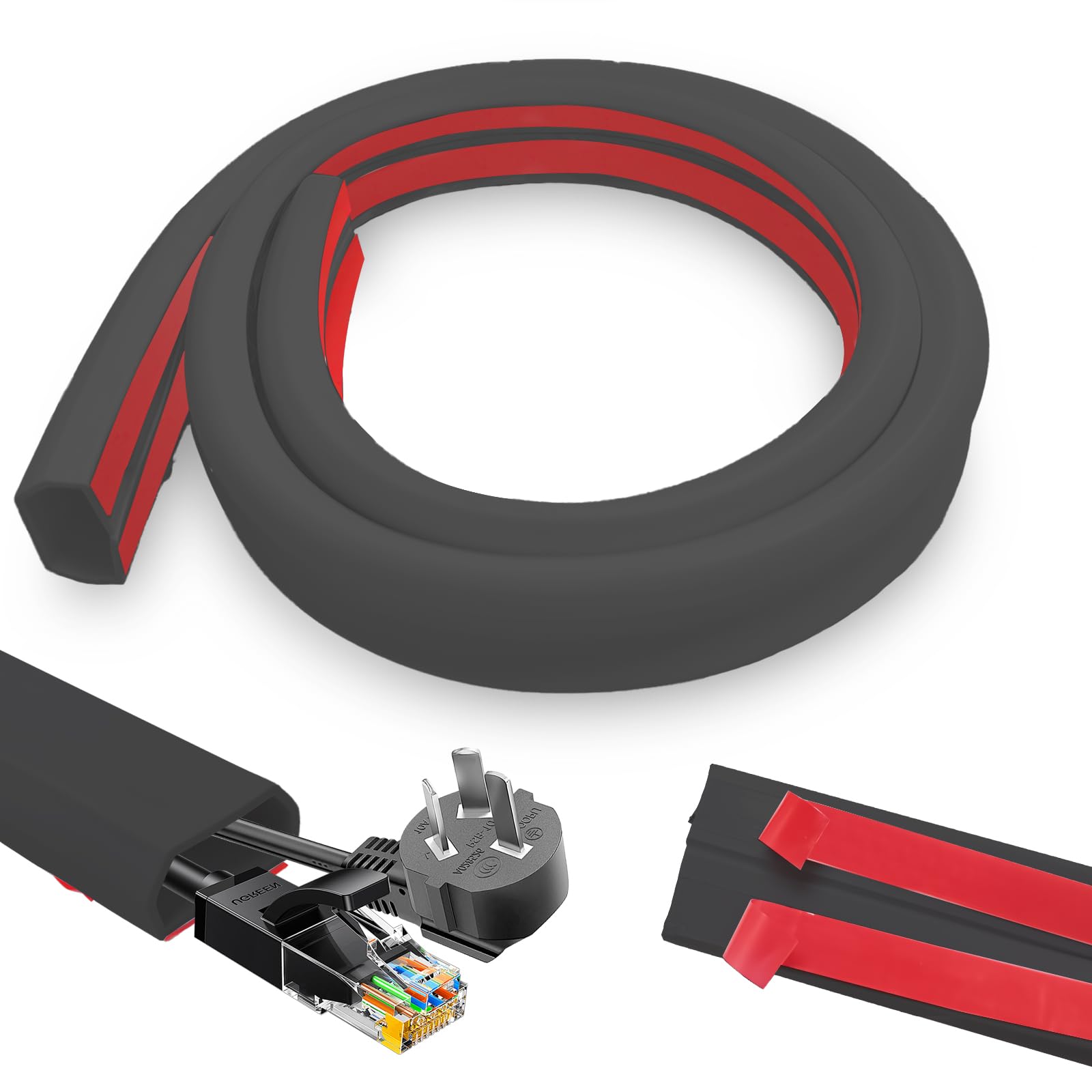 2m Kabelkanal Boden Aus PVC - Kabelbrücke Mit Gelbstreifen Für Büro & Haus