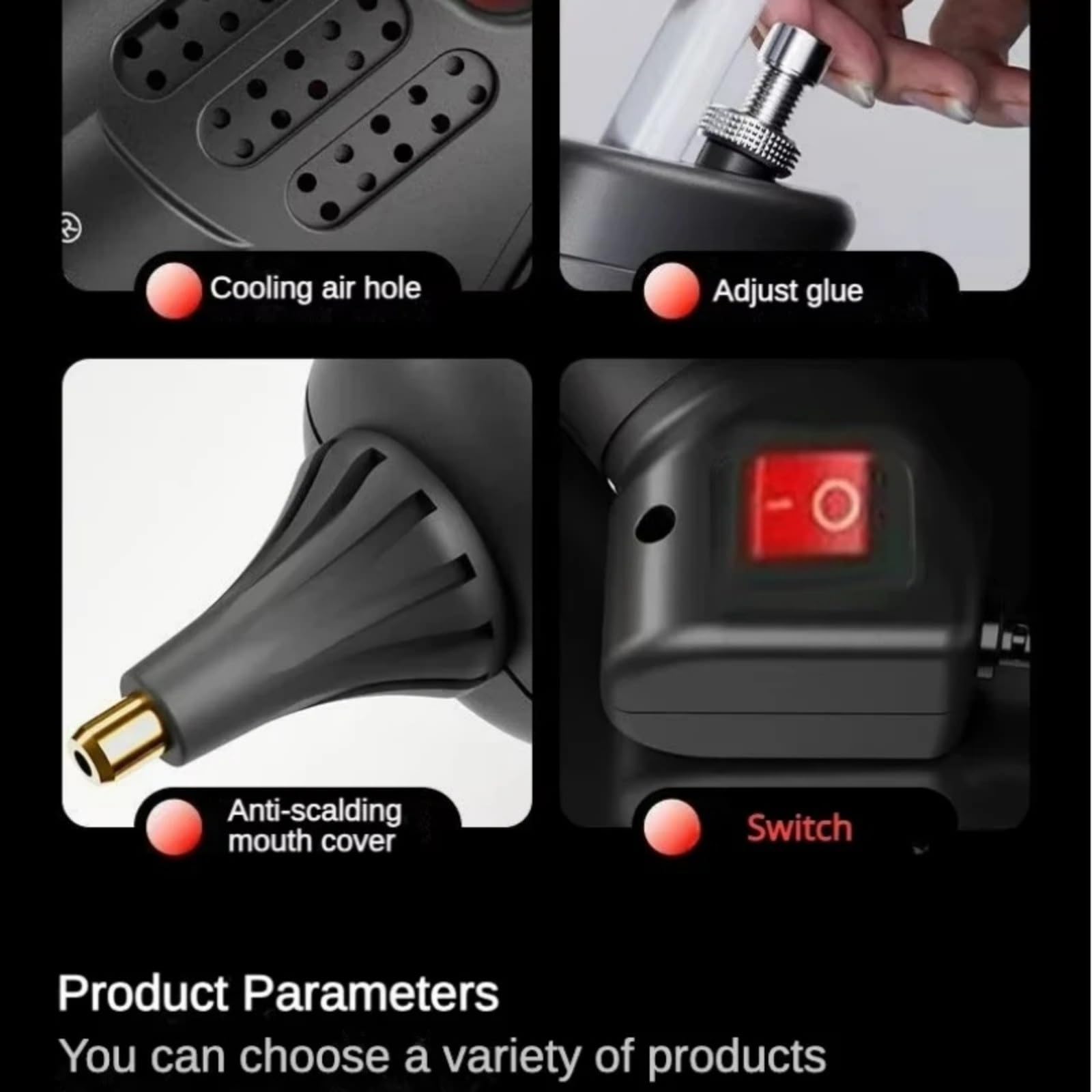 Pistola Silicona Caliente, Pistola de Silicona Profesional de 11 mm Flujo de Pegamento Ajustable, PTC, Calentamiento rápido. para Reparaciones(150w)