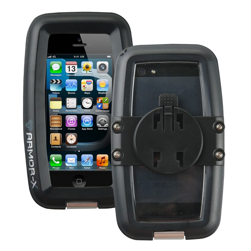 Armor-X MX-143-N Serie ArmorCase Custodia Impermeabile con Attacco per Bici, Moto, Motoslitta Compatibile con Dispositivi Apple, Nero