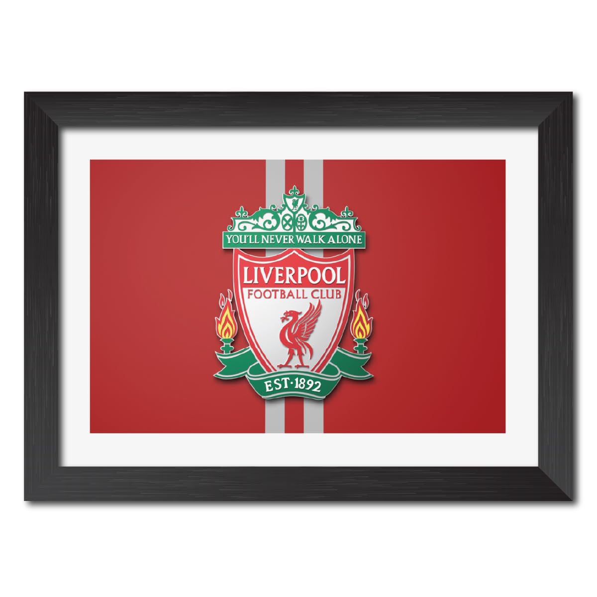Liverpool FC Football Club Horizonal 3D Textured Logo Laminated Poster Framed Painting with Matt Finish Black Frame (12 inches x 9inches)