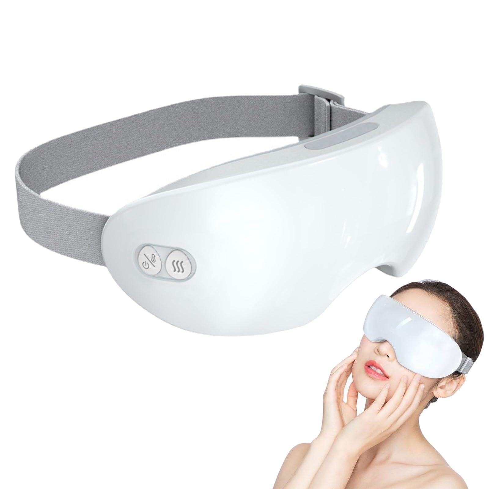 Dampftherapie-Maske, Dampf-Augenmaske, Augendampfer für trockene Augen, Augenmassagegerät, Heiß- und Kaltdampf-Augenmaske für Augenringe, Schwellungen (Weiß)