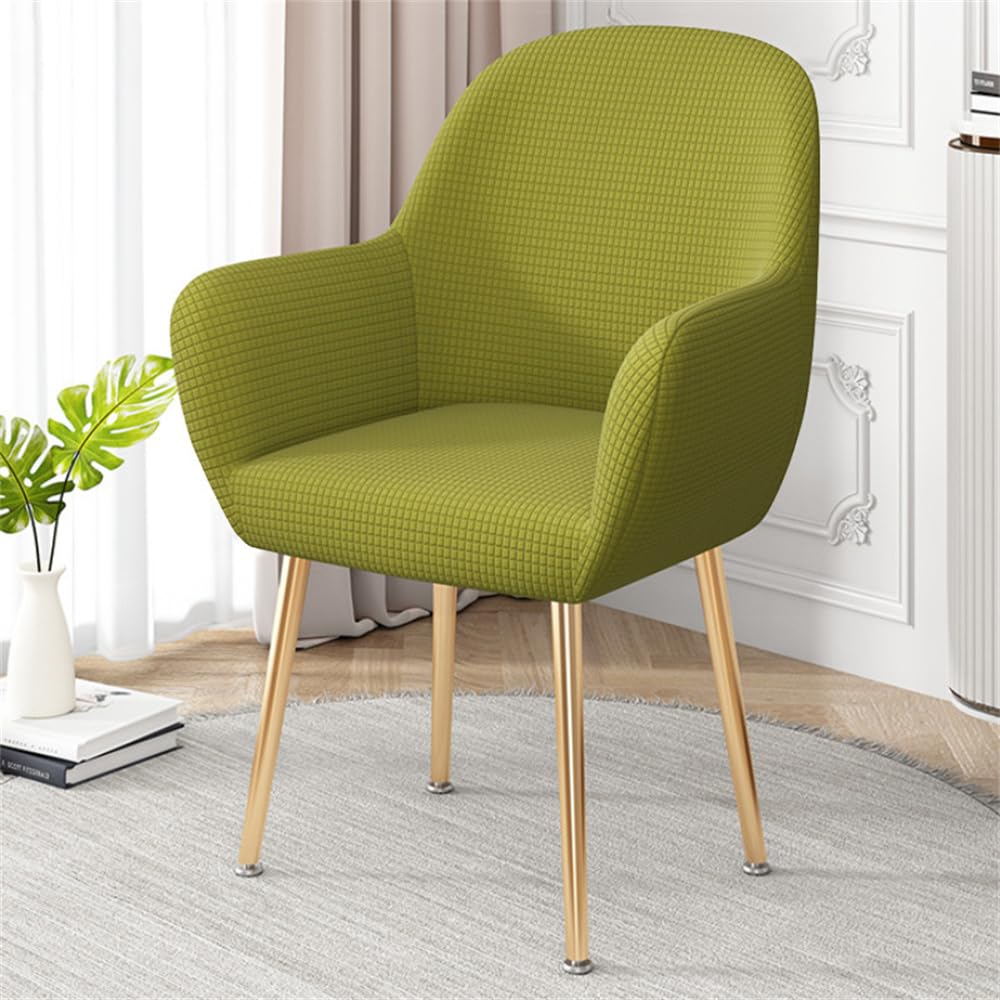 Highdi Einfarbig Jacquard Stuhlhussen mit Armlehne Stretch Stuhlbezug Esszimmerstühle Bezug Sesselbezug Abnehmbare Waschbar Universal für Esszimmer Hotel Bankett Deko (6er Set,Grün)