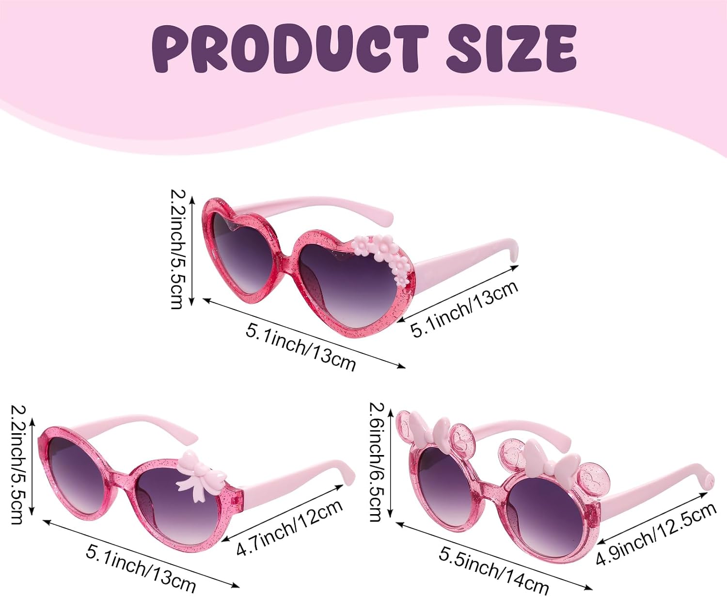 3 Pcs Sunglasses Multiple Shaped Sunglasses Bow Frame Eyeglasses for Summer Beach