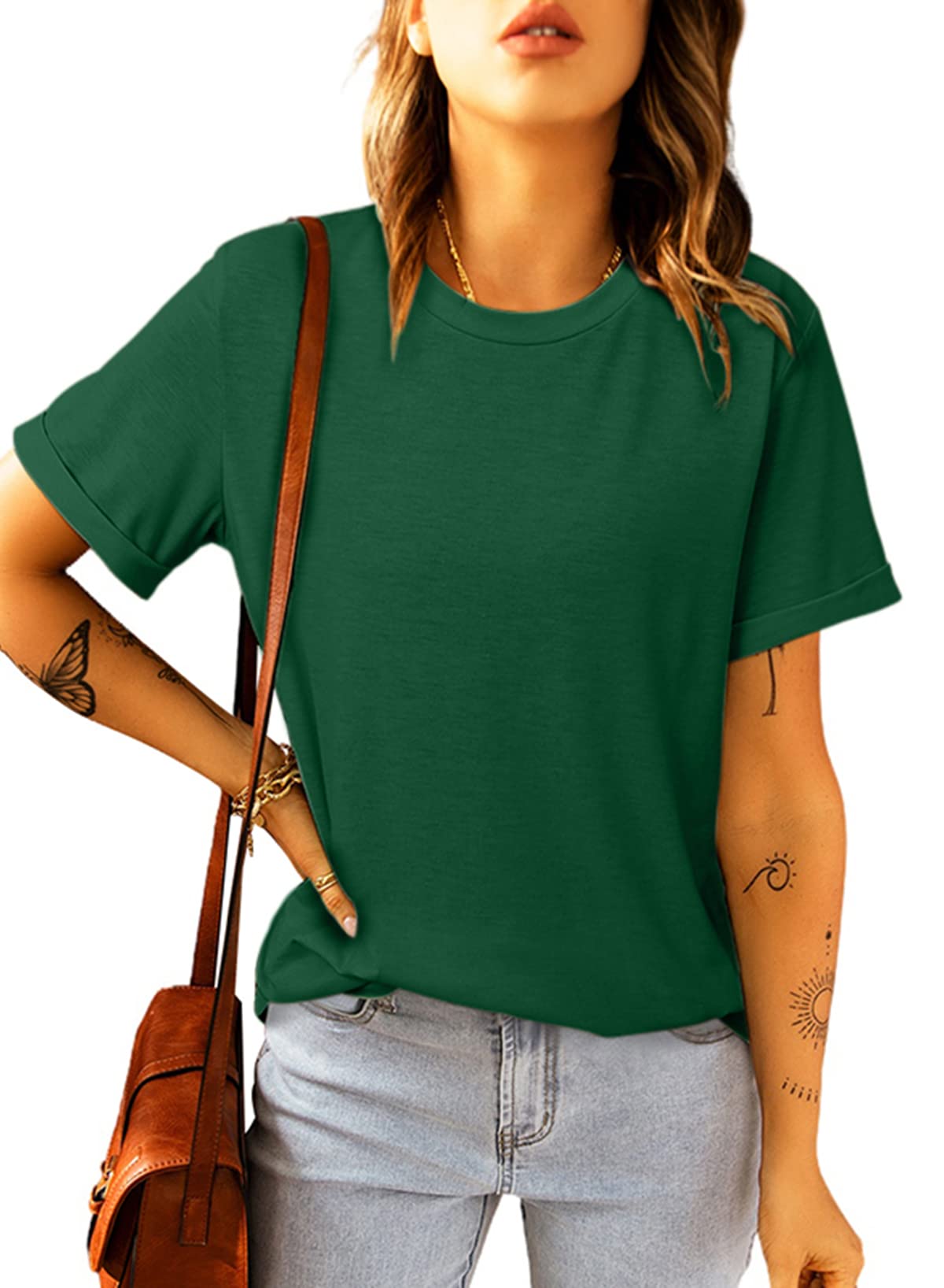 BINLIANG Women Casual Short Sleeve Tshirt Tops Summer Popular Tee Shirt