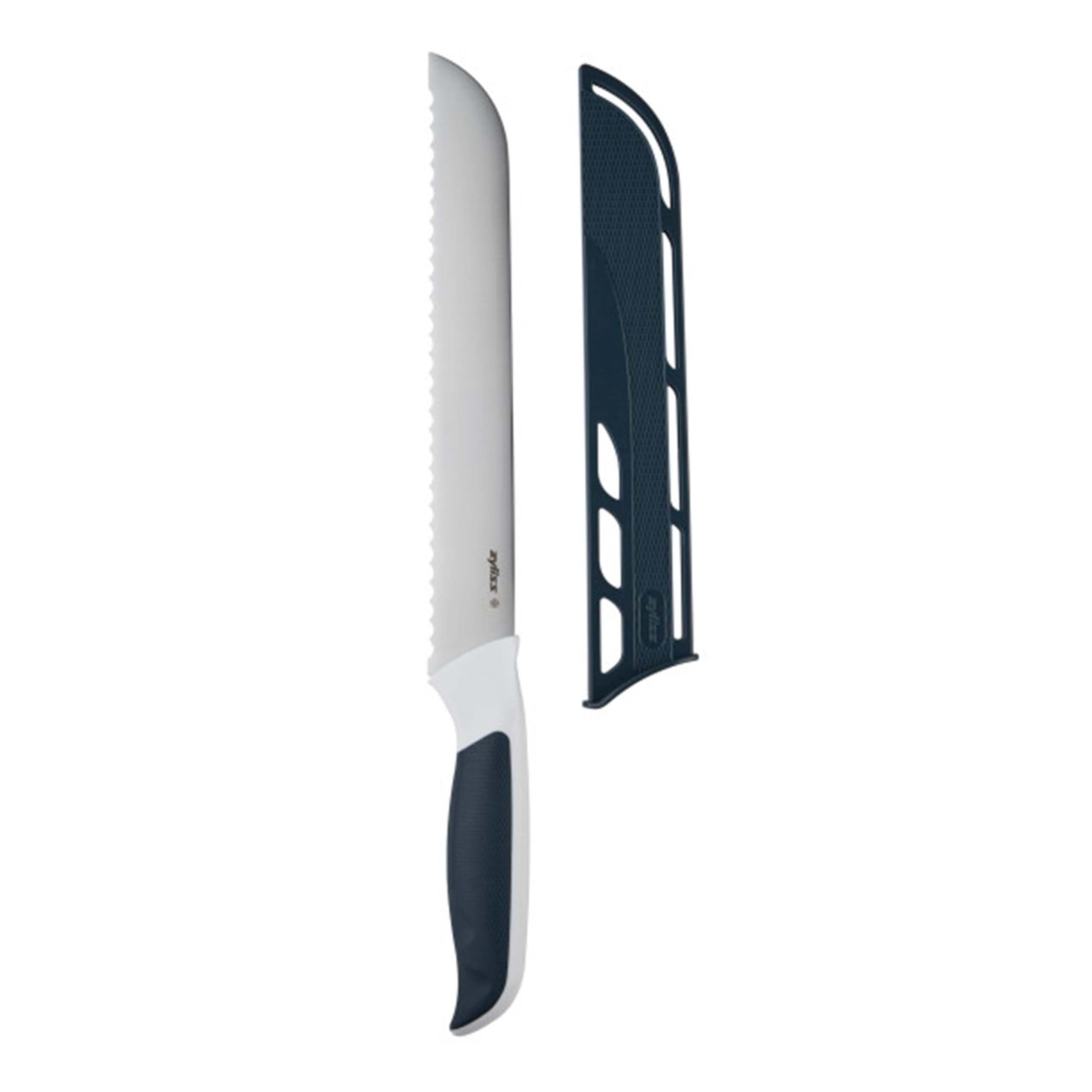 Zyliss Comfort Knife - Japanese Stainless Steel Blade - Non-Slip Contoured Handle for All Hand Sizes - Kitchen Tools with Safety Kitchen Blade Guard - Dishwasher Safe - 8" Serrated Bread Knife
