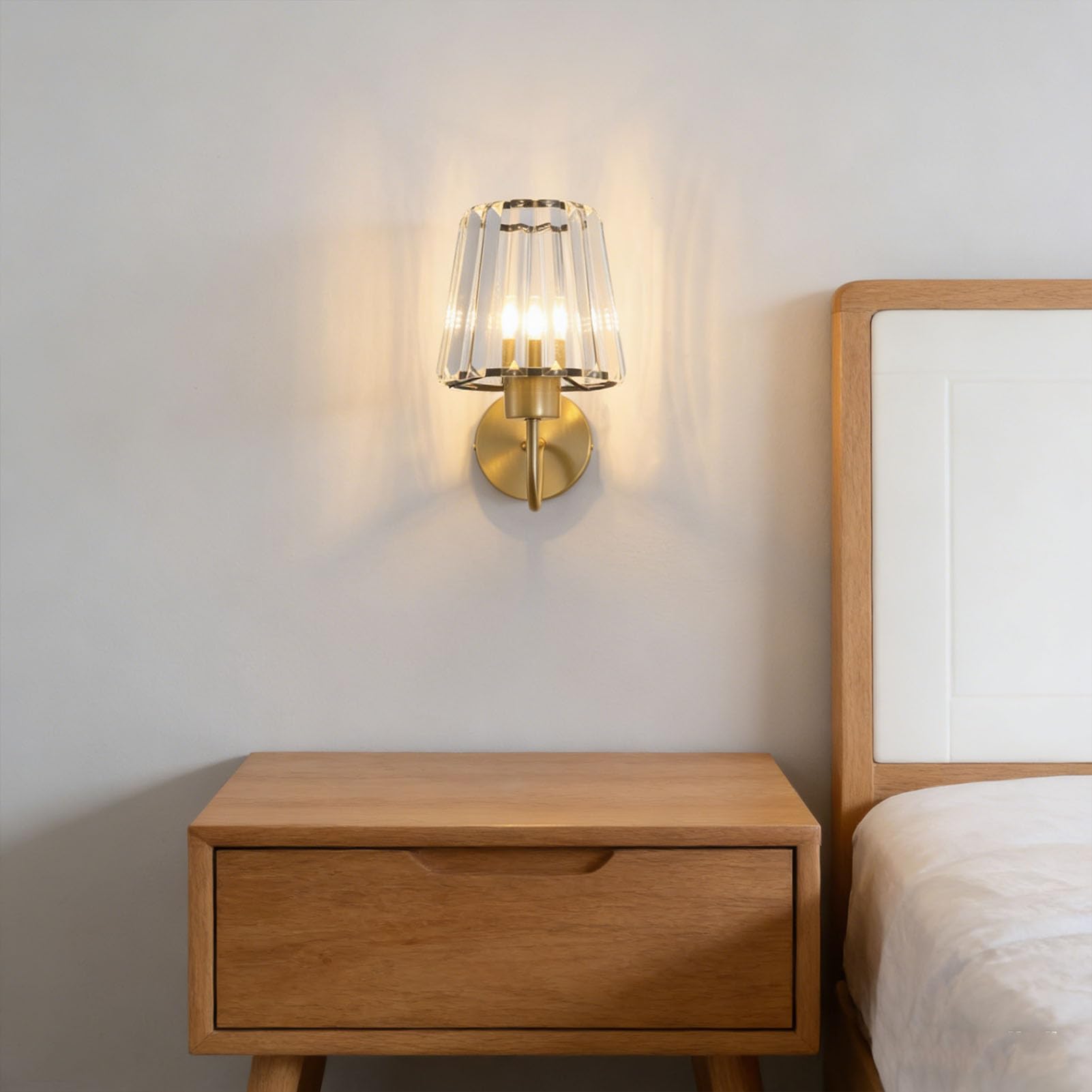 Wakects Aplique de Cristal, Elegante Pantalla de Cristal con Base de Aleación de Aluminio para Dormitorio y Pasillo