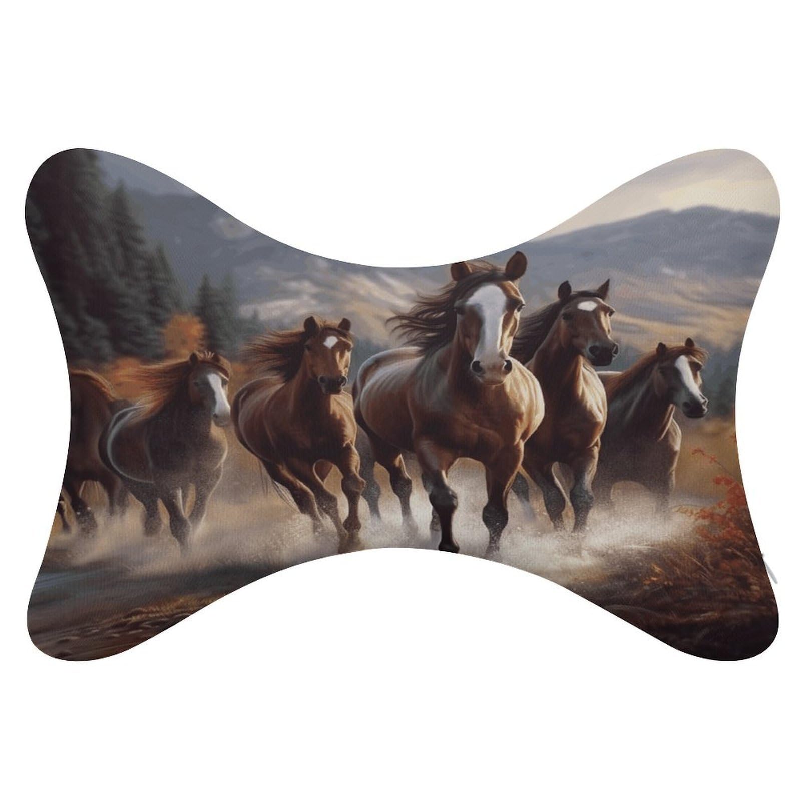 VstaDank Horses Car Neck Pillows 2 Pack Removable Ergonomic Cervical Support Pillow Fashion Cozy Bone Shaped Pillows Soft Car Headrest Pillow for Office Airplane Most Car
