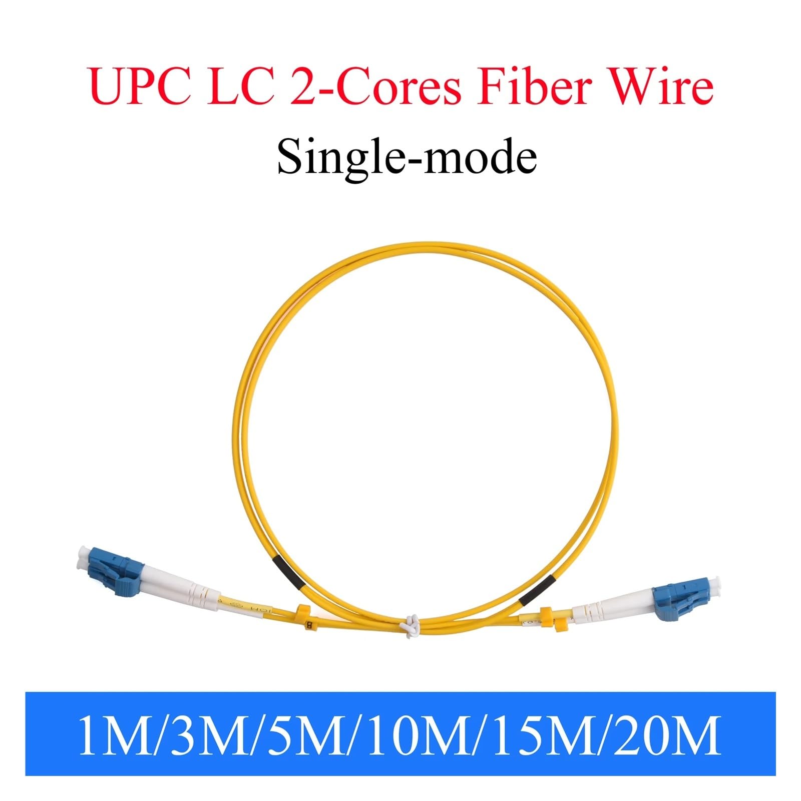 Kabel krosowy światłowodowy, Patchcord światłowodowy 40G UPC LC jednomodowy 2 rdzenie 2LC męski na 1-20 M(5m)