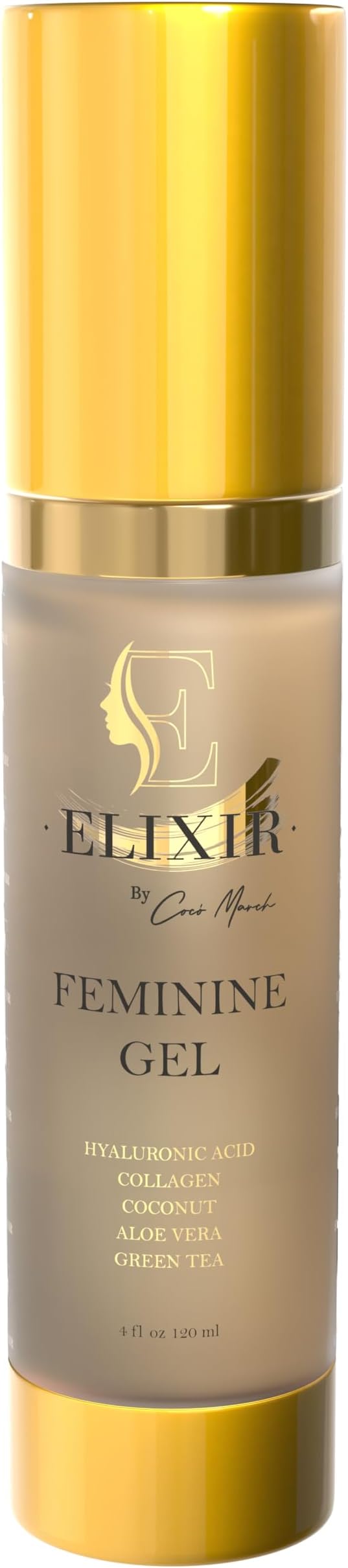 Elixir by Cocó March Vaginal Rejuvenating Feminine Gel Plant Based Hyaluronic Acid, Collagen, Aloe & Banana Extract, Alleviates Discomfort, Non-Sticky Non-Greasy Formula - 4 Fl Oz