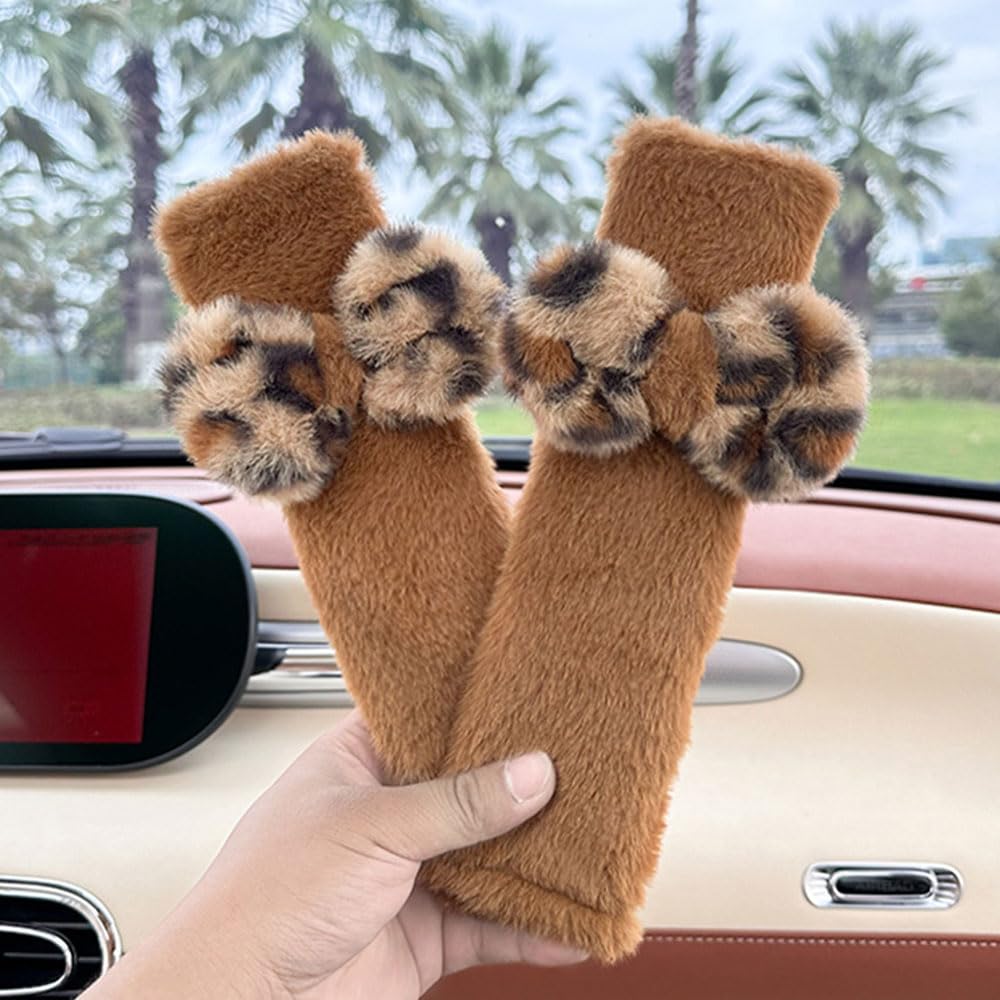 2 Pack Seat Belt Cover Pad Cute Plush Leopard Print Seatbelt Covers Seatbelt Shoulder for More Comfortable Driving — view 6