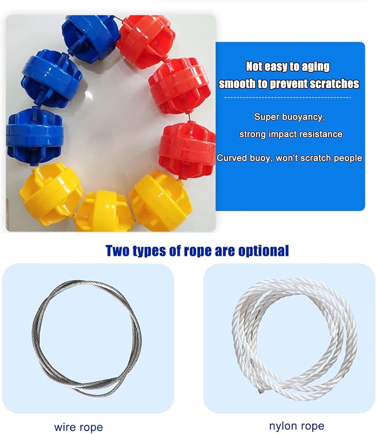 Pływająca lina bezpieczeństwa do wyznaczania torów pływackich w celu ochrony przed falami. Boje basenowe premium.(Wire Rope,5m)