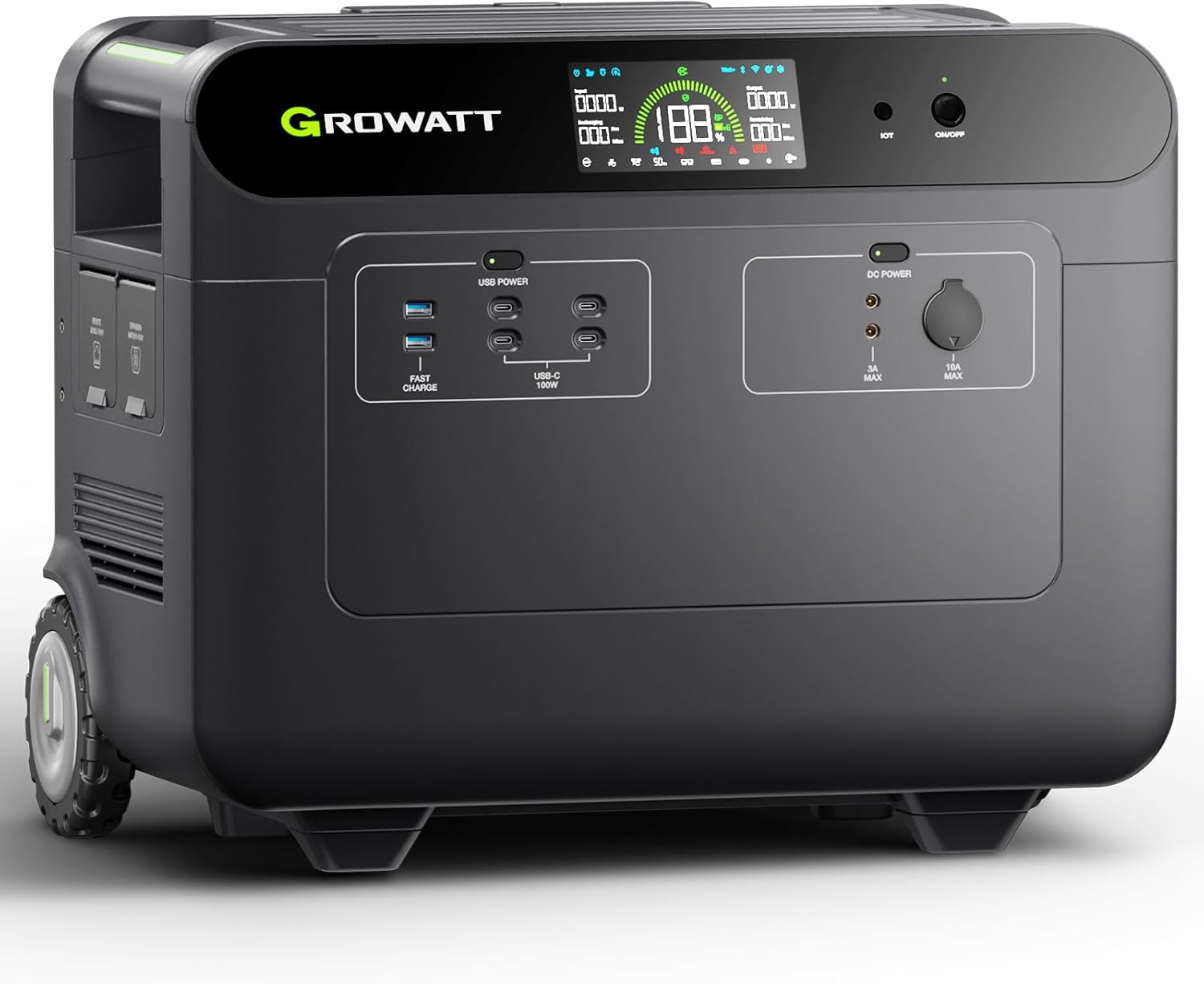 GROWATT 3686Wh Additional Battery for HELIOS 3600 Moveable Energy Station, LiFePo4 Growth Battery, 9 DC Retailers for Cell Cellphone, PC, Tablets or Different Units, for Residence Use, Emergency, Tenting and RV