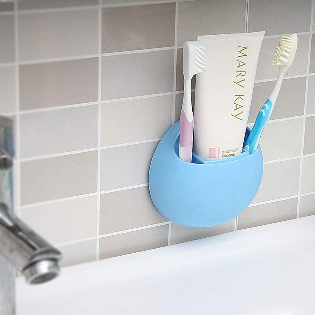 Soporte para cepillo de dientes de pared con ventosa, soporte para baño, cocina, color verde