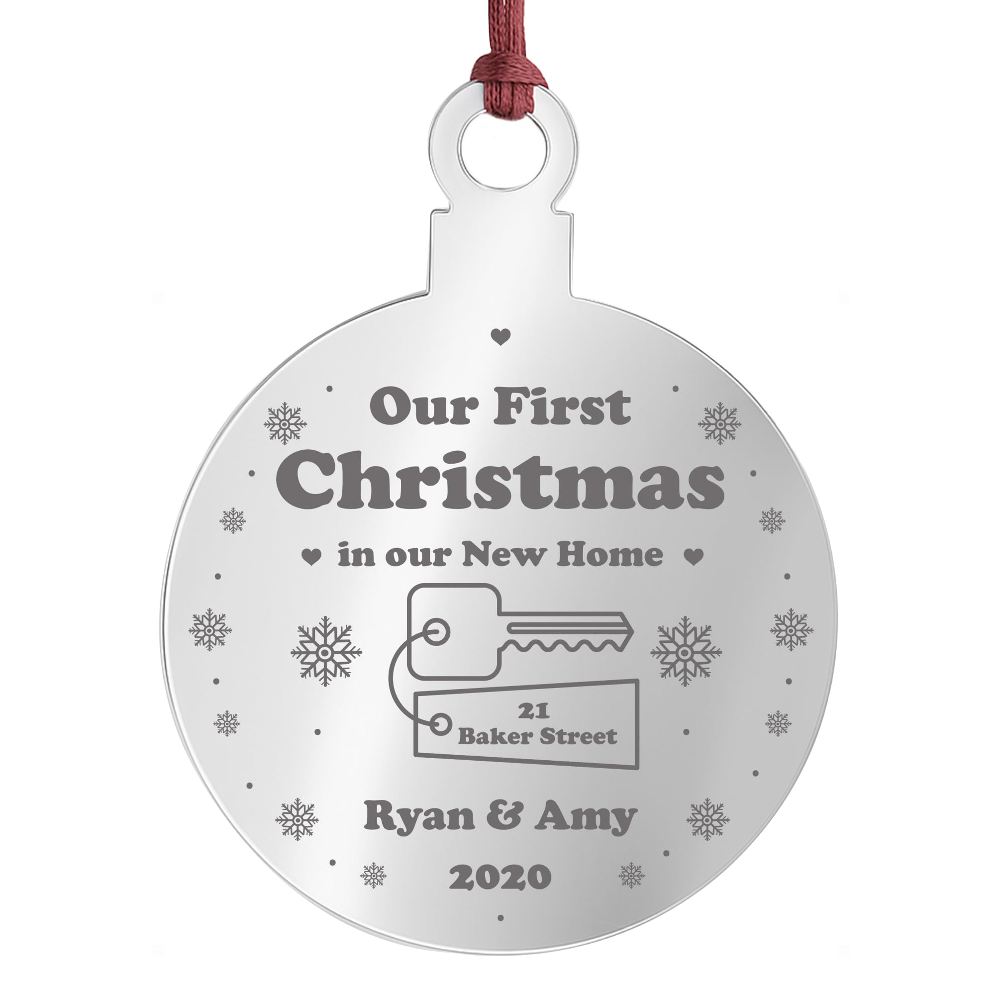 New Home Gift Personalised 1st Christmas Bauble Engraved Couple Gift Keepsake