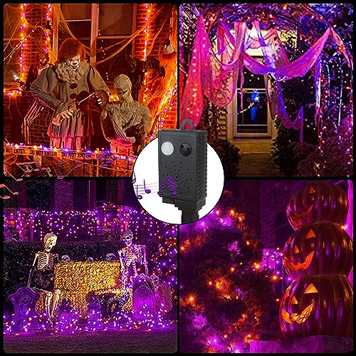 Xtf2015 XTF-105FT-SKZJC Halloween Lights, 105Ft 300 Led Halloween String Lights With Spooky Music Motion Sensor Controller Twinkle Waterproof Purple Orange Lights Plug In For Indoor Outdoor Tree Party Yard Room Decor thumb #6