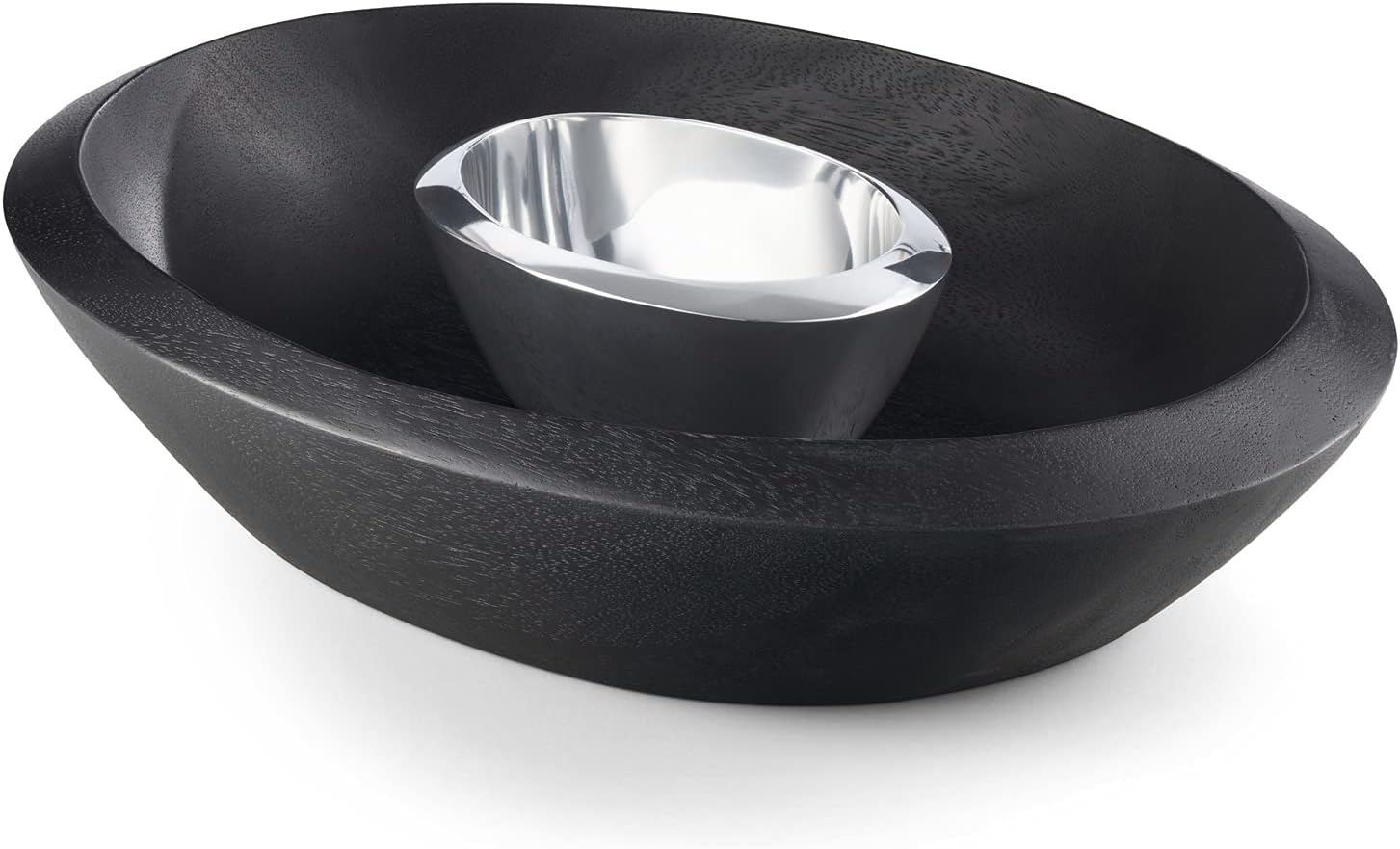 Nambe Noir Collection Dark Stained Acacia Wood Chip