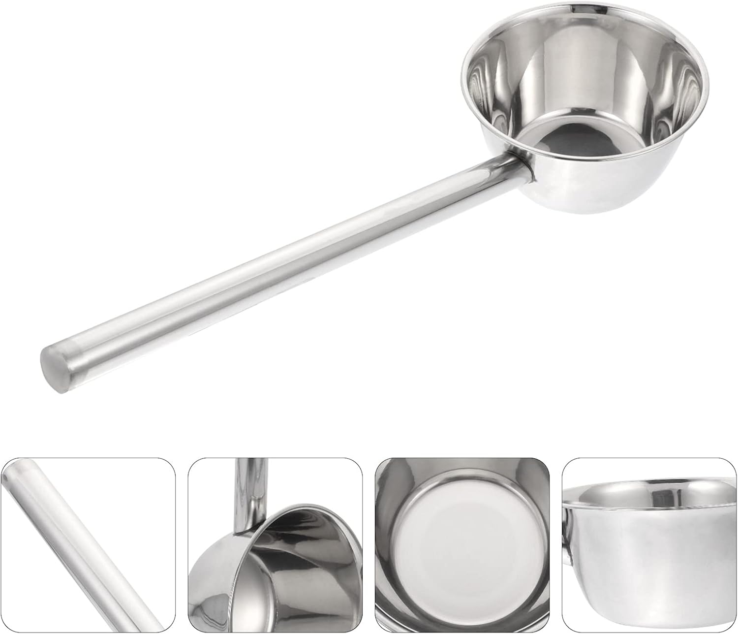 Cabilock 18.3" Extra Long Handle Stainless Steel Water Ladle, 5.5" Wide Heavy-Duty Water Dipper Scoop for Gardening & Commercial Kitchen, Large Metal Bailer for Plants, Soup & Canning