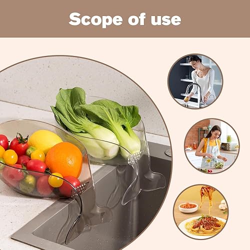 Miniatura 6 de Cesta de drenaje multifuncional, cesta de drenaje con boquilla, cuenco de drenaje multifuncional para frutas, verduras, cesta de drenaje, colador de