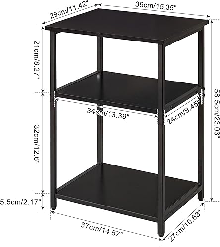 Miniatura 8 de IBUYKE Side Table Set of 2, 3-Tier End Table, Industrial Nightstand Small Table with Storage Shelf, for Bedroom, Living Room, Hallway, Black