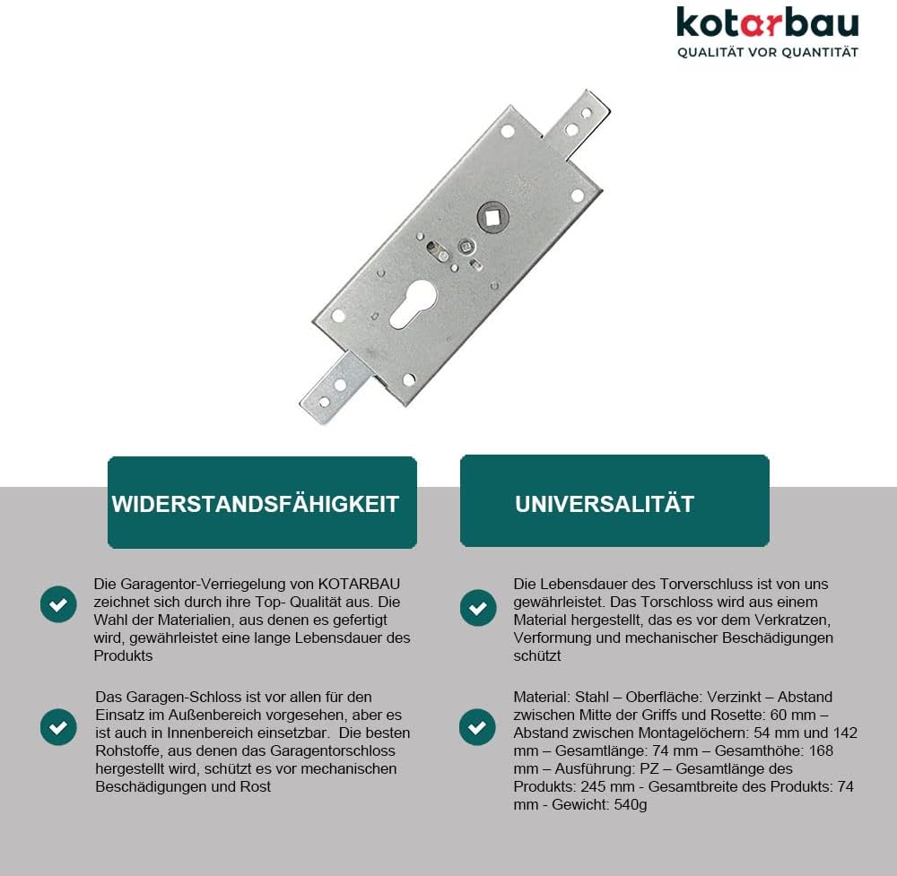 KOTARBAU® Garage Lock 60 mm Steel Gate Lock Profile Cylinder for Swing Gates Silver, Senkrecht - Image 3