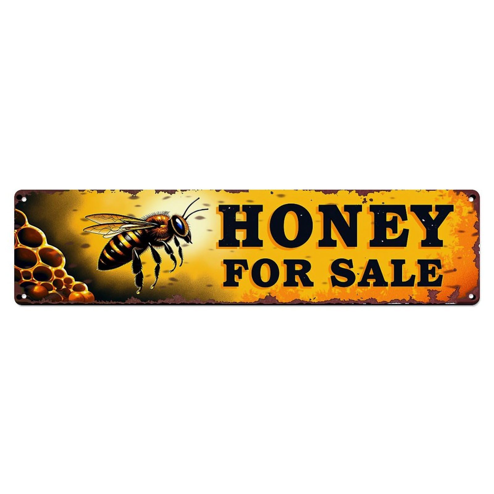 Honey Bee Hive Sign Art Vintage Tin Sign Retro Metal Wall Decor Metal Poster, Home Bar Garage Farmhouse Cafe Wall Art Decoration 4x16Inch