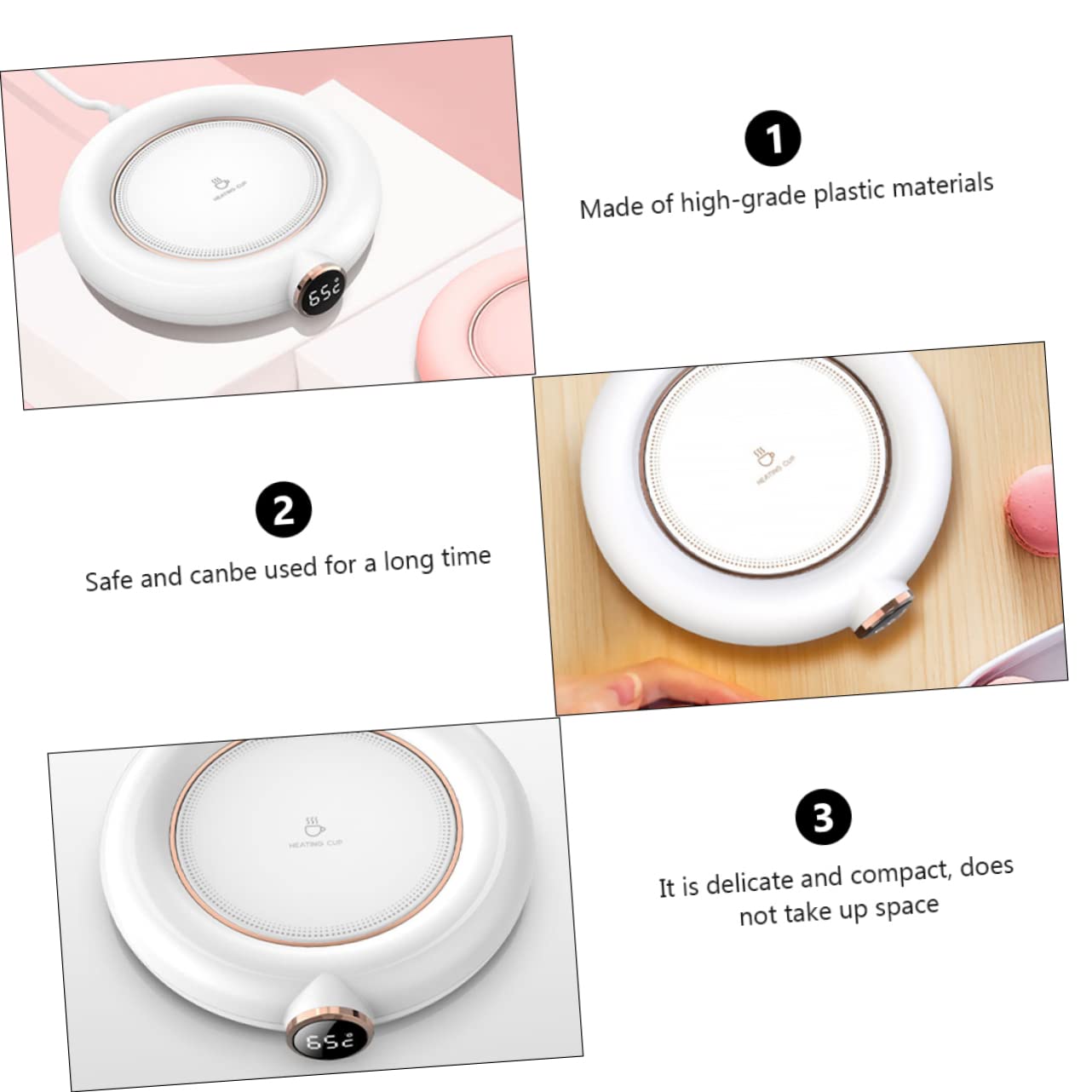 Calentador de Taza USB Pantalla Digital y 3 Niveles de Temperatura, Almohadilla Aislante para Café, Té y Leche Hogar y Oficina