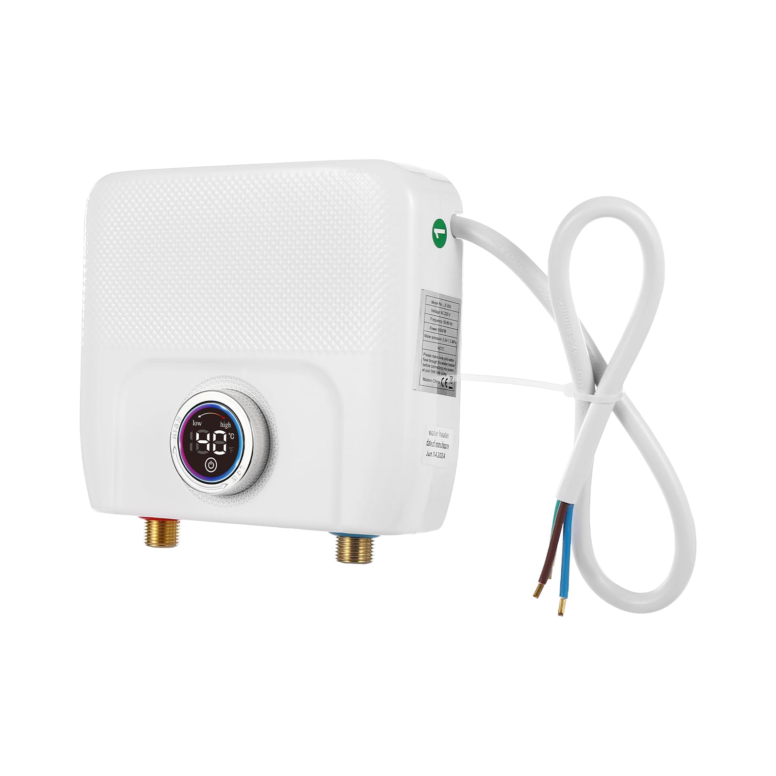Scaldabagno Istantaneo 6500W, Scaldabagno Elettrico 220V, Mini Scaldabagno Senza Serbatoio, Schermo LED Digitale, Funzione Memoria, Controllo Intelligente, per Cucina Bagno Lavandino