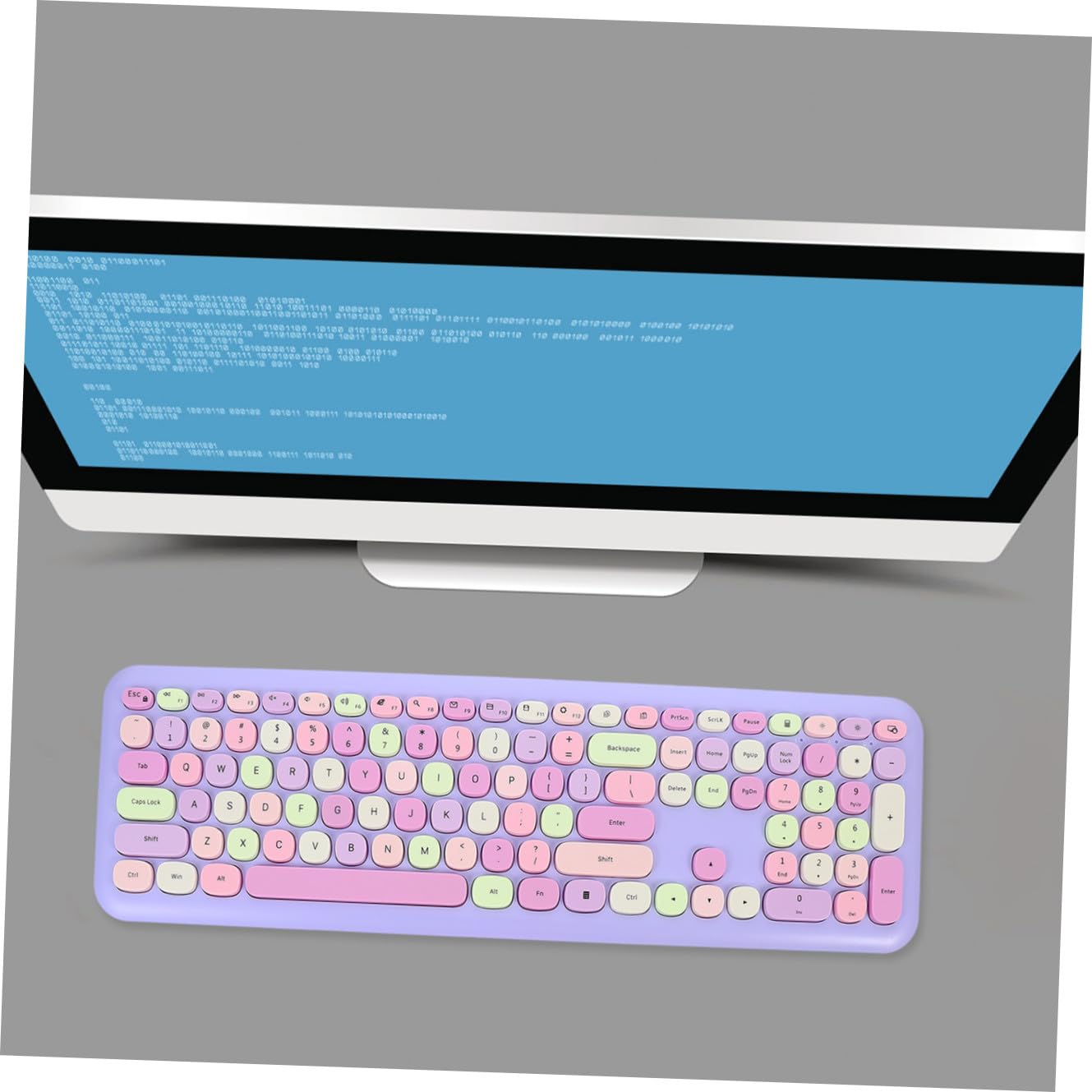 Operitacx Tastiera e Mouse Wireless 2.4 Ghz Ergonomica, 110 Tasti e 3 Pulsanti, per Laptop e Computer Desktop, Compatibile con Sistemi Operativi, Set