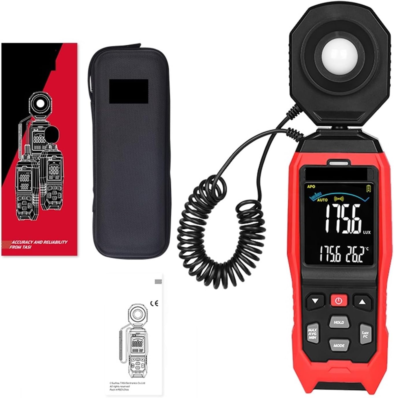 Photographic Light Meters Digital Light Meter Luxmeter Detachable Probe Illuminometer 200000 Lux/Fc Photometer Enviromental Tester for Plants Aquarium Light Tester(632A)
