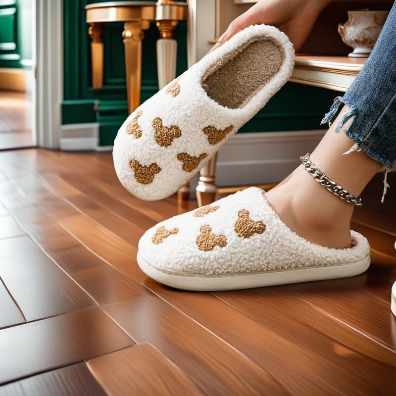 Bow Slippers for Women & Men - Floral Memory Foam Plush Slippers, Cute Cartoon Design, Warm Fluffy Fur Lined, Indoor Outdoor House Home Bedroom Shoes - Image 3