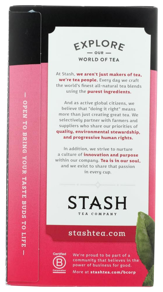 Stash Tea, Premium, Green Tea, Pomegranate Raspberry, With Matcha, 18 Tea Bags, 1.2 oz(Pack of 3)