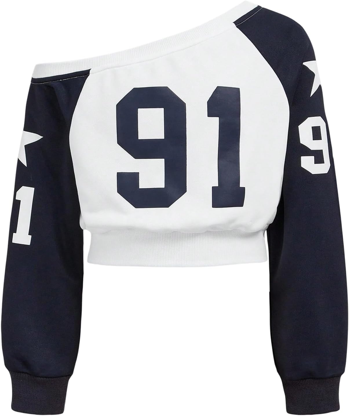 SOLY HUX Girl's Graphic Y2k Jersey Sweatshirt Number Print Off the Shoulder Long Sleeve Casual Fall Pullover Tops