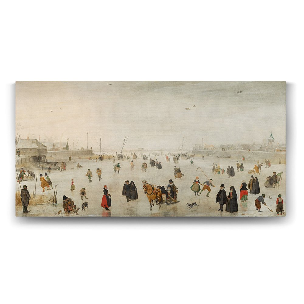 Hendrick Avercamp - A Scene on the Ice Tablosu - 80x40cm