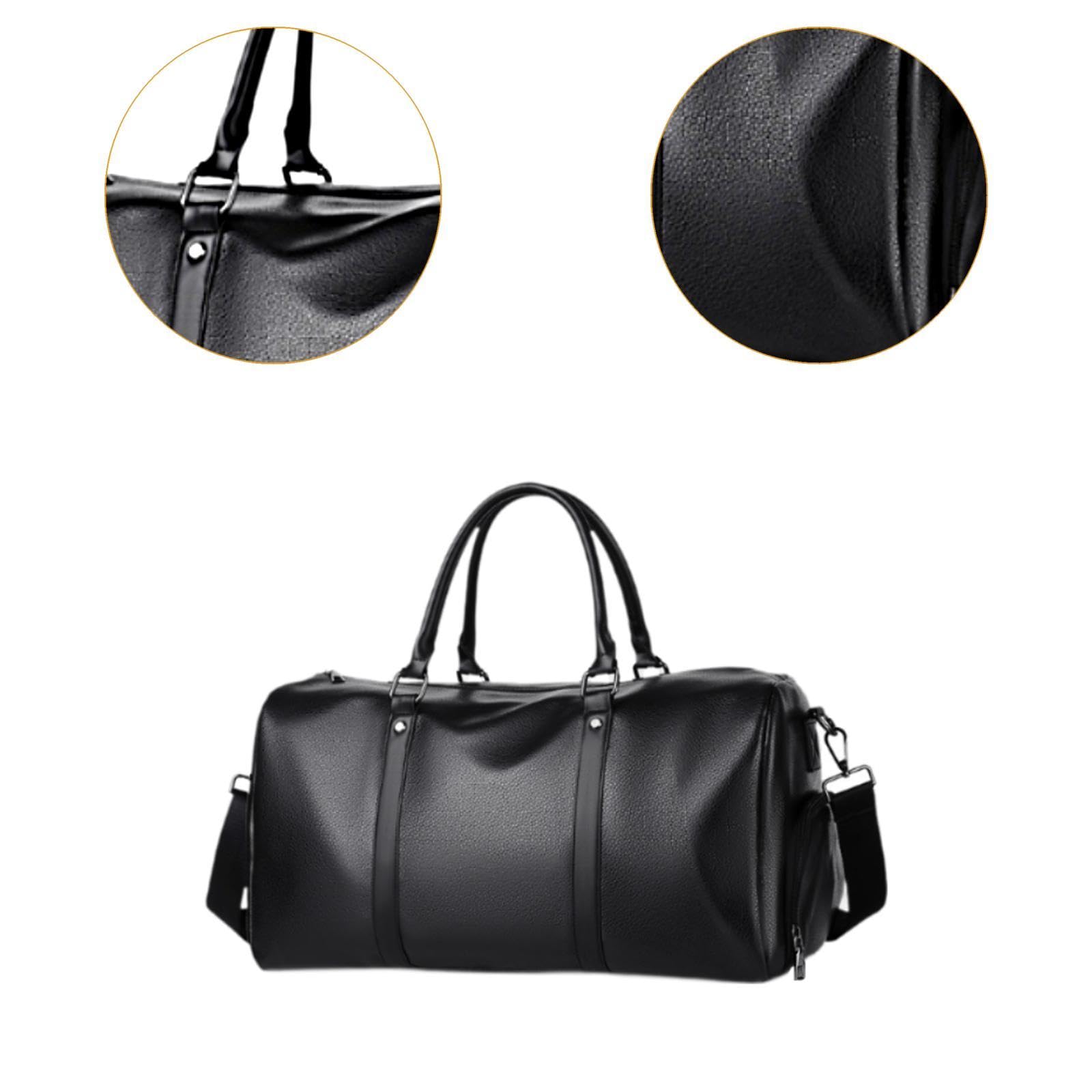 Generic Borsa Da Viaggio Uomo Borsa Da Viaggio Borsa Portaoggetti Da Palestra Borsa Sportiva Impermeabile in Pelle PU Multitasche Adatta per Viaggi Lavoro Fin, Nero