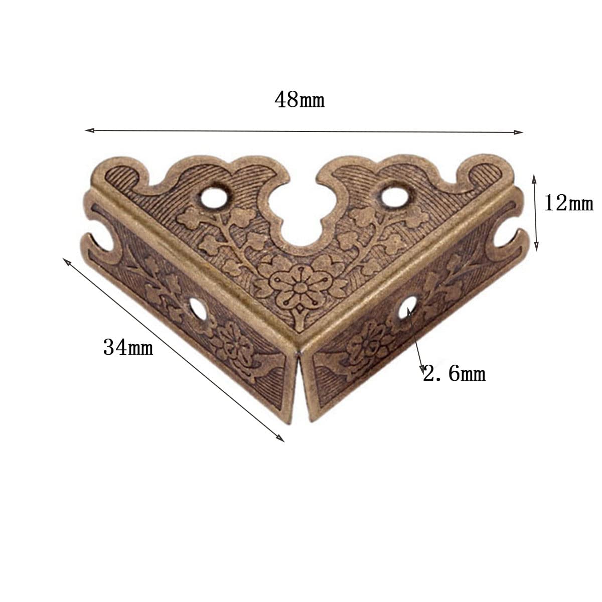 dophee 8Pcs Decorative Corner Protectors, Retro Style Edge Safety Guards Covers for Picture Frame Album Jewelry Box Gift Box Wooden Case Chest Tables Cabinet Furniture, 1.34